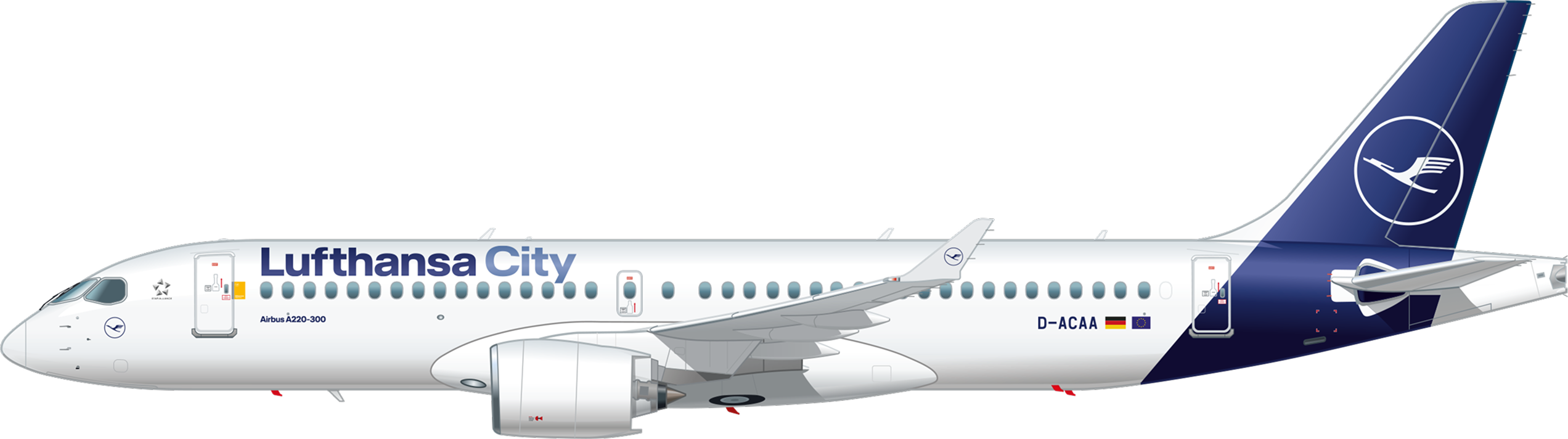 Airbus A220-300 Lufthansa City, Seitenansicht